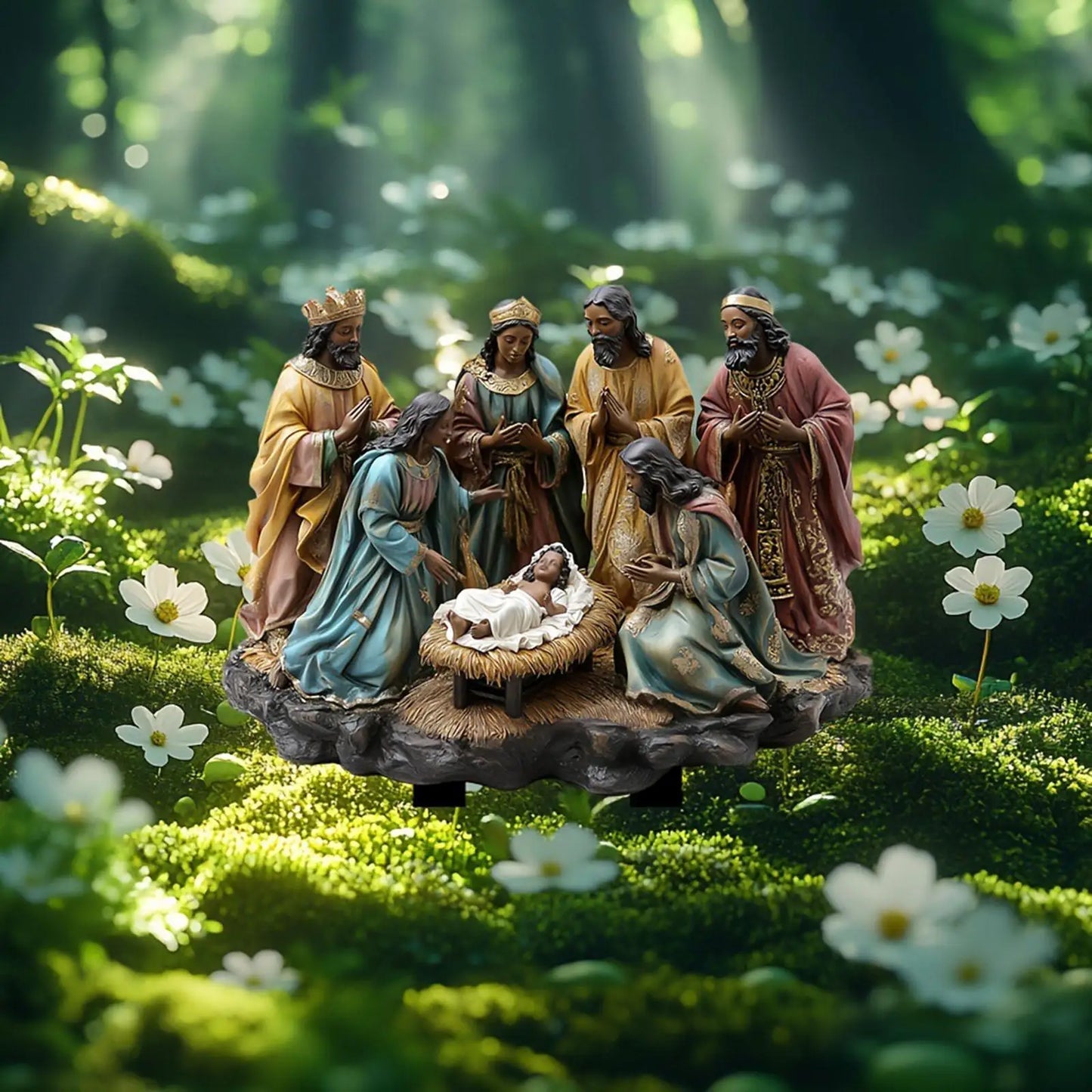 Christmas Yard Sign Stake Decor Flowerbed Decor Walkway Patio Landscape 2D Party Acrylic Decor Lawn Jesus Nativity Scene Stake