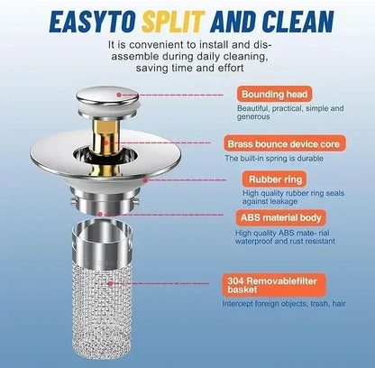 Two Pack Sink Drain Strainers With Pop Up Stopper Basket