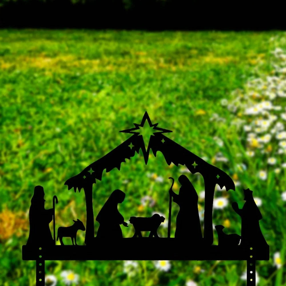 Nativity Scene Outdoor Garden Decor - Holy Night Christmas Projection Ornament, Religious Holiday Figurines & Festive Light-Up