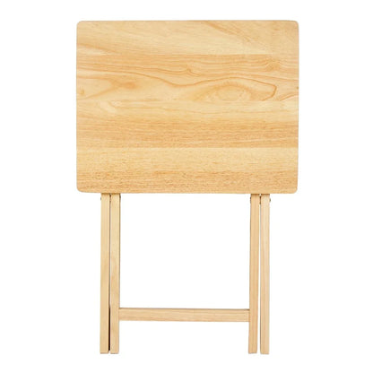 Indoor Folding TV Tray Table Rubberwood Natural Finish Portable