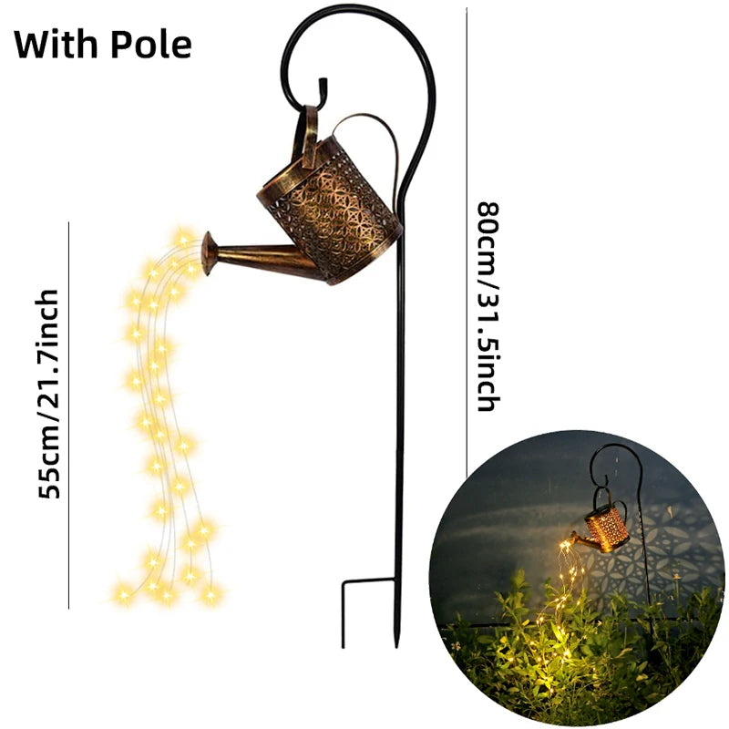 Solar Watering Can Light Hanging Kettle Lantern Light Waterproof Garden Decor Metal Retro Lamp for Outdoor Table Patio Lawn YarD