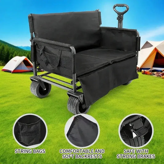 KUALOO Outdoor Folding Camping Wagon Cart With Brakes