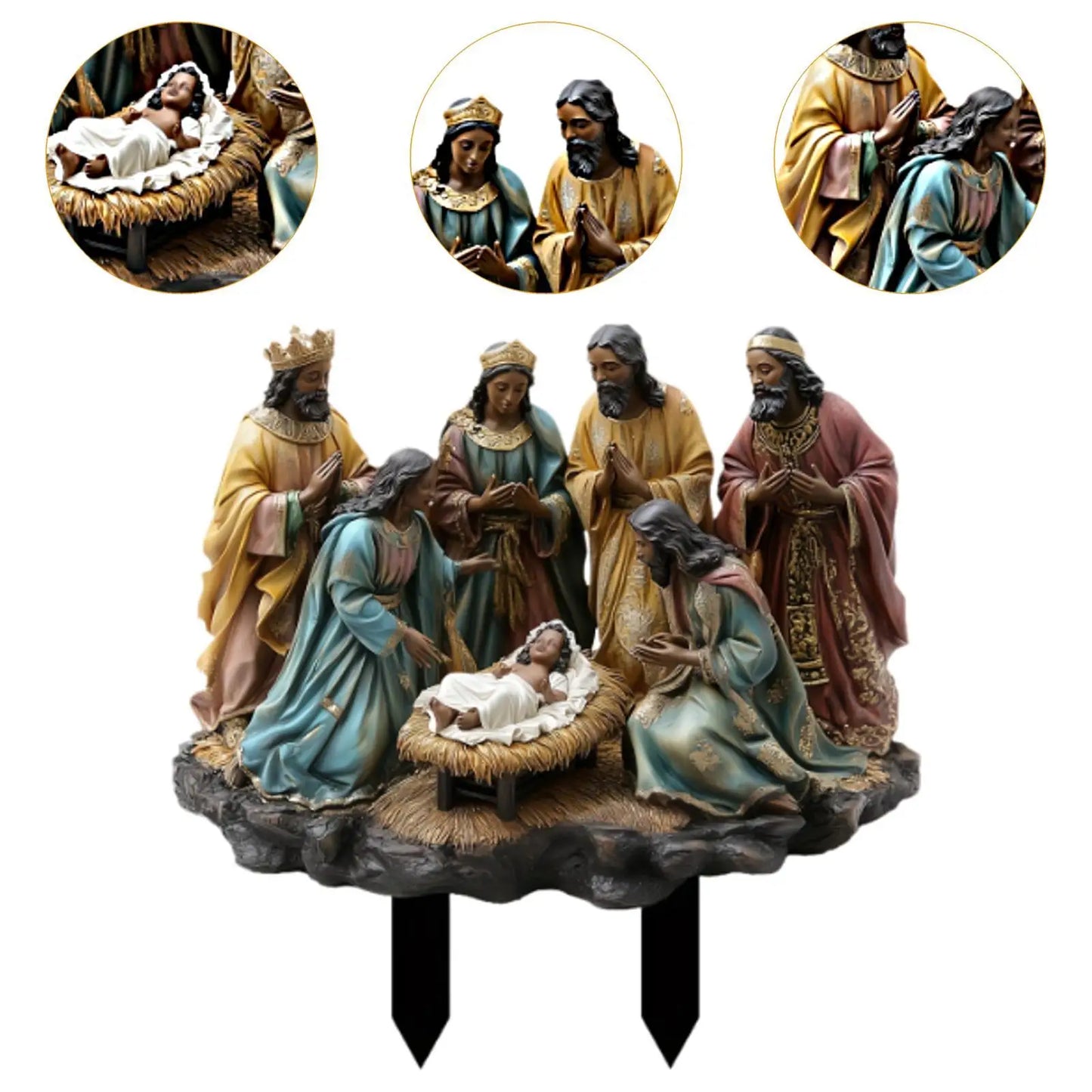 Christmas Yard Sign Stake Decor Flowerbed Decor Walkway Patio Landscape 2D Party Acrylic Decor Lawn Jesus Nativity Scene Stake