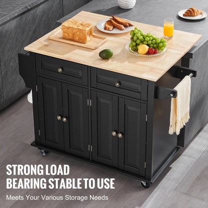 Kitchen Island Cart With Storage Cabinet And Drop Leaf