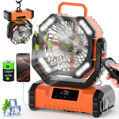 20000mAh Portable LED Camping Fan With Touch Control