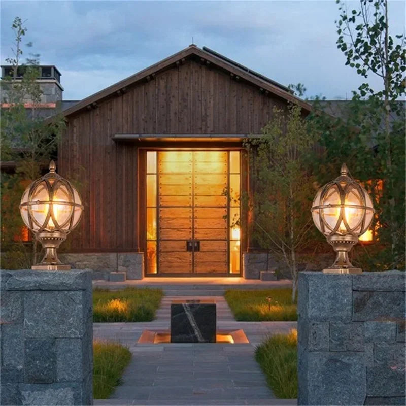 ELARA Outdoor Post light Patio Modern LED Round Waterproof Pillar Lighting For Porch Balcony Courtyard Villa