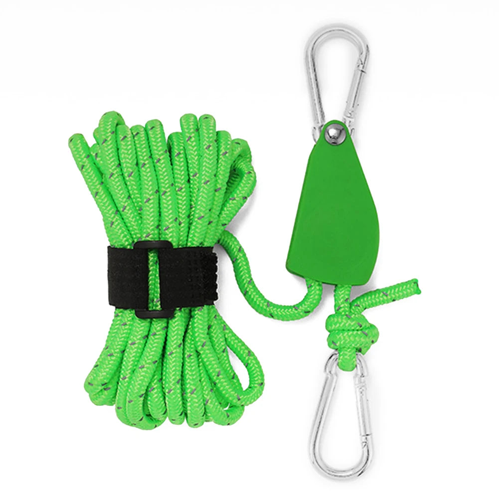 Reflective Nylon Tent Wind Rope Tensioner With Carabiner Adjustable