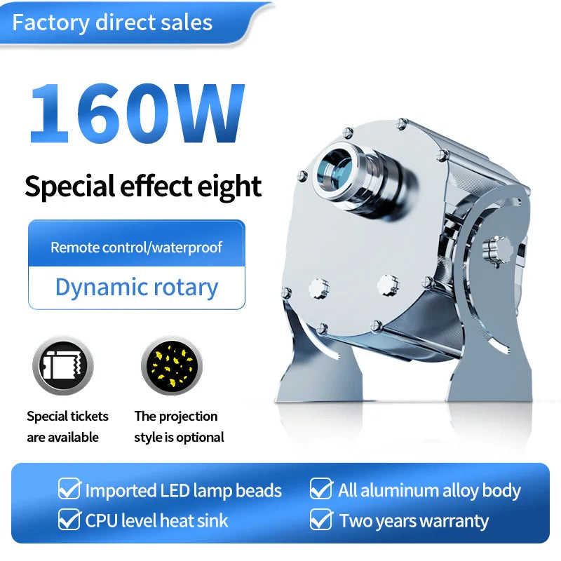 Dynamic 8logos Conversion Multiple Patterns Switching rotate special effect projector Outdoor creative pattern custom spotlights