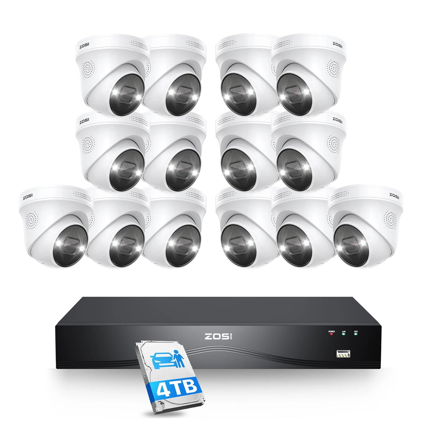 ZOSI 4K 8MP PoE Security Camera System With AI NVR