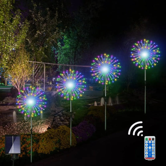 Hign-concerned Solar Firework String Lights 8 Modes Remote