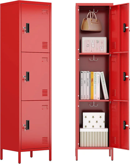 Lockable Three Door Metal Lockers With Hooks For Gym