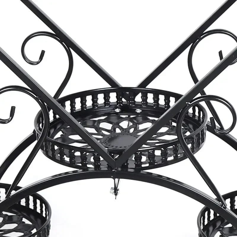 Heart Shaped 6 Pots Plant Flower Stand Metal Holder Shelf Black Storage Rack forn Living Room Indoor Garden Application