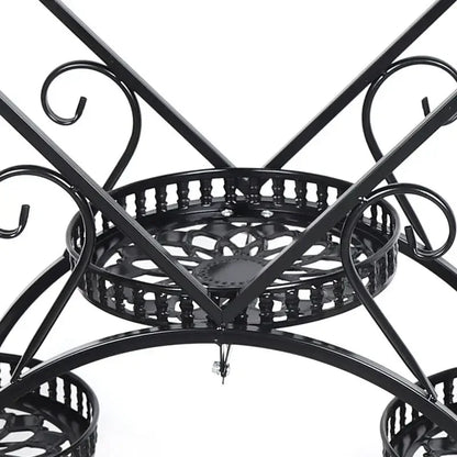 Heart Shaped 6 Pots Plant Flower Stand Metal Holder Shelf Black Storage Rack forn Living Room Indoor Garden Application