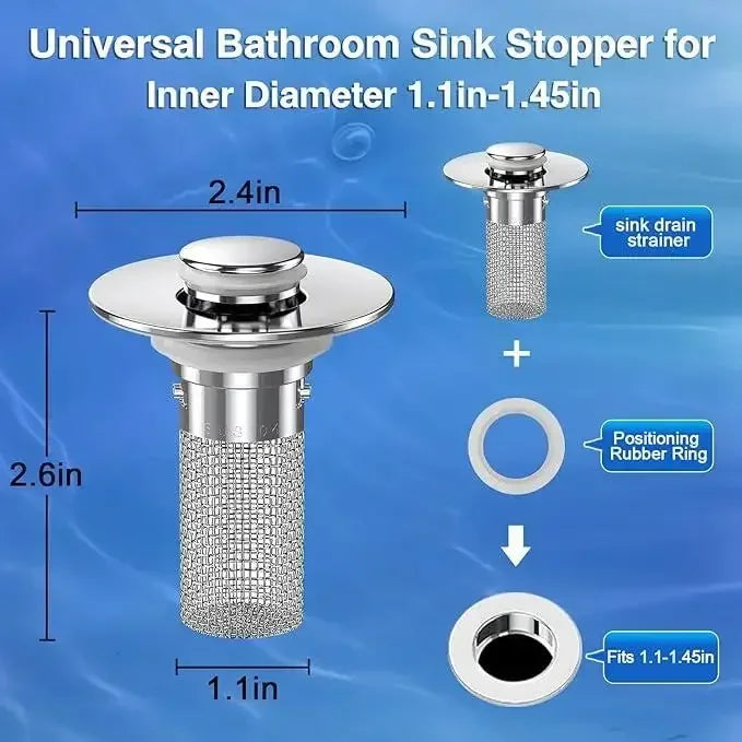Two Pack Sink Drain Strainers With Pop Up Stopper Basket