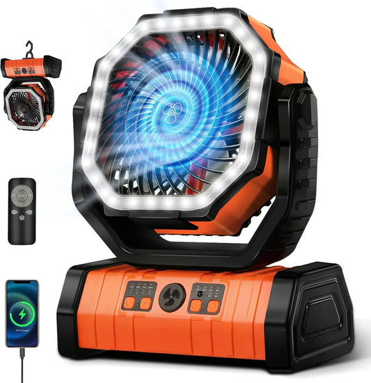 Electric 20000mAh Rechargeable Fan 360 Degree 4 Speeds LED