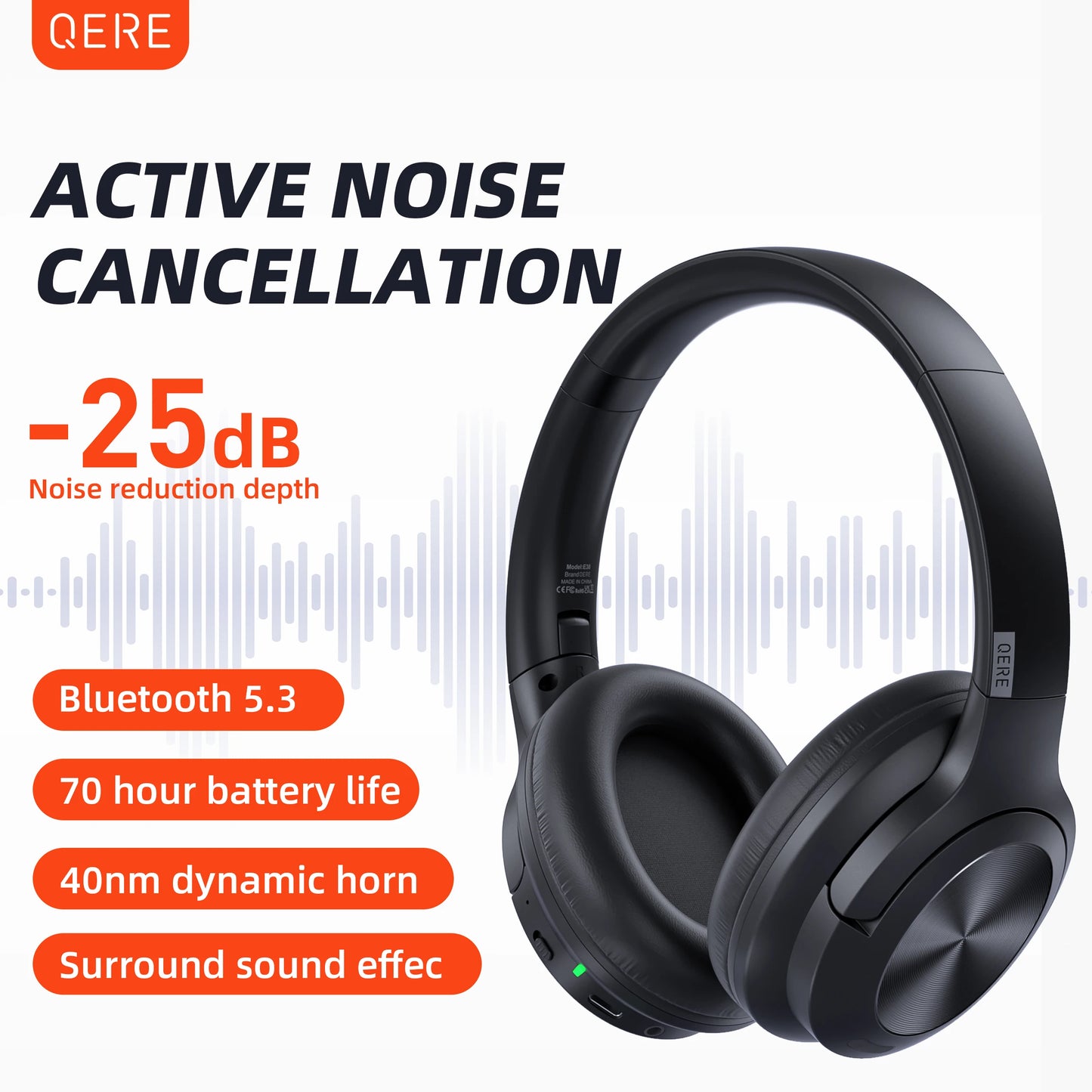 QERE E80 Wireless Bluetooth Headset ANC HiRes Audio