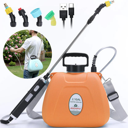 2.1 Gallon Electric Garden Sprayer with Adjustable Shoulder Strap/ Waterproof Handle/ Automatic Plant Mister/ 2000mAh Battery