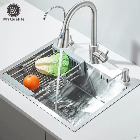 Stainless Steel Kitchen Sink With Faucet And Soap Dispenser Kit