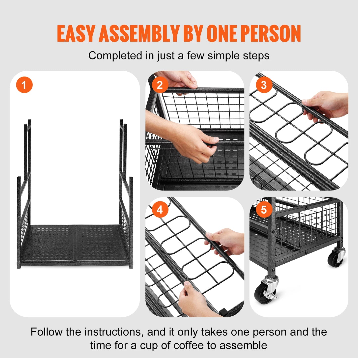 SucceBuy 16 Slots Garden Tool Organizer Rack With Wheels