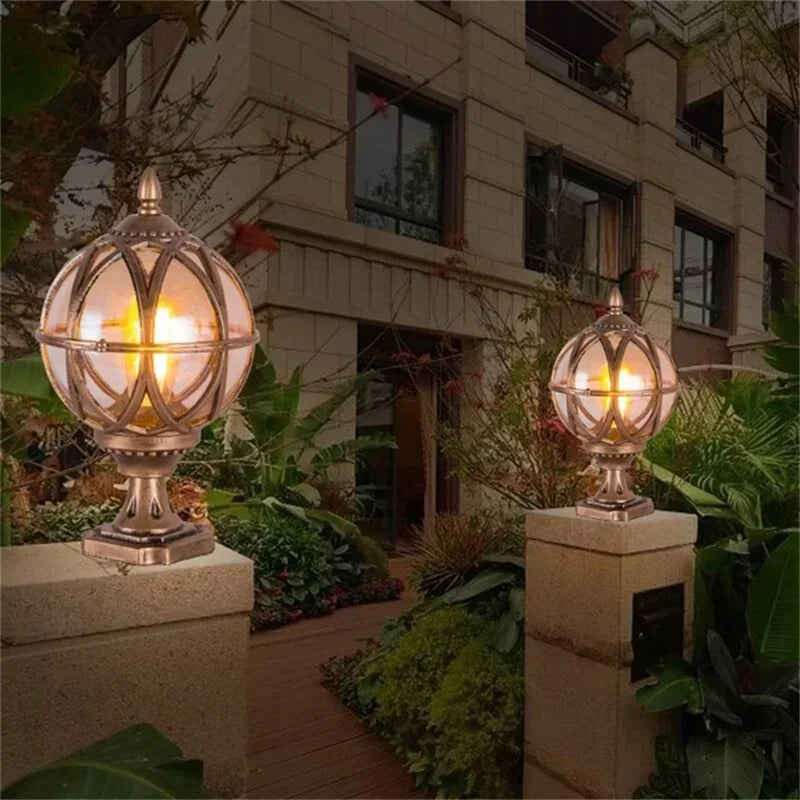 ELARA Outdoor Post light Patio Modern LED Round Waterproof Pillar Lighting For Porch Balcony Courtyard Villa