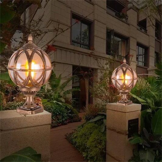 ELARA Outdoor Post light Patio Modern LED Round Waterproof Pillar Lighting For Porch Balcony Courtyard Villa