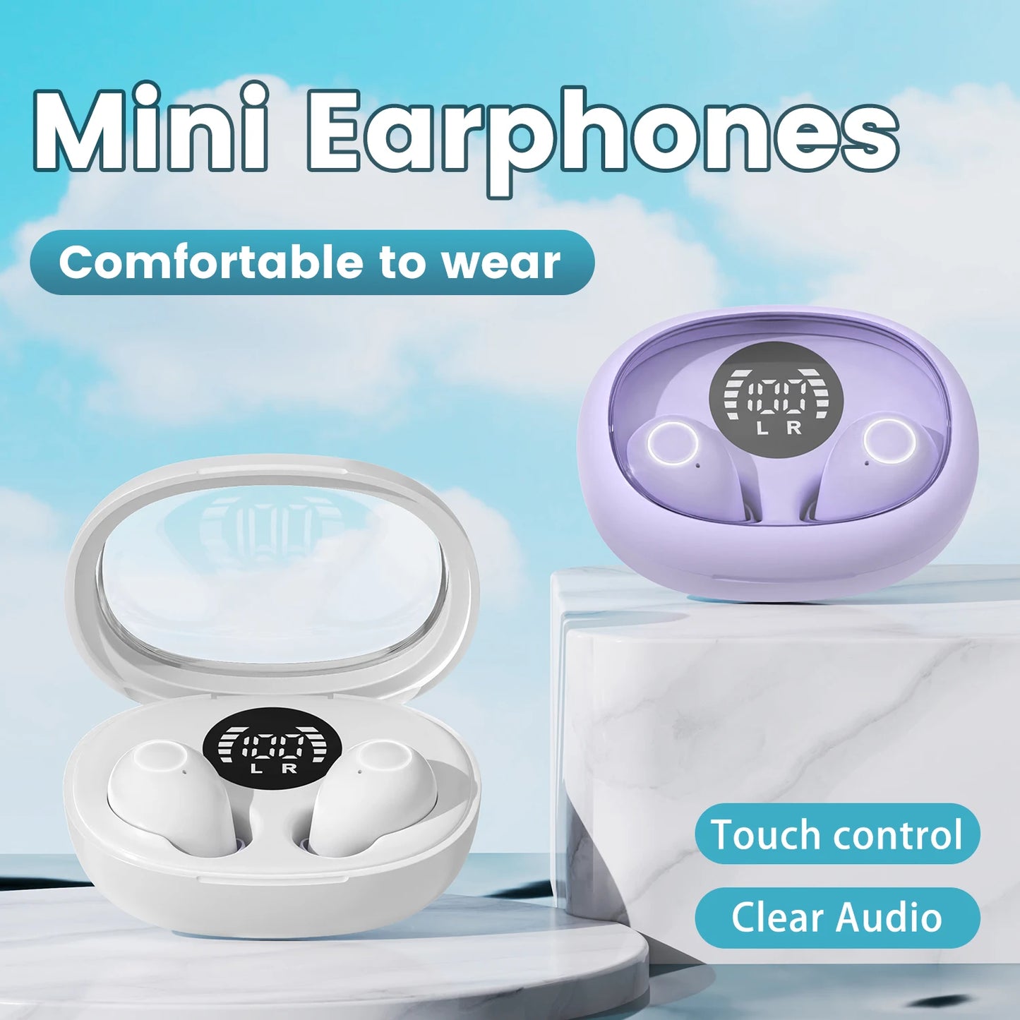 SHUKE Invisible Sleep Wireless Bluetooth Earphones With Mic