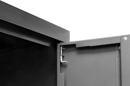 Bold Steel Garage Cabinets Set With Bamboo Worktop