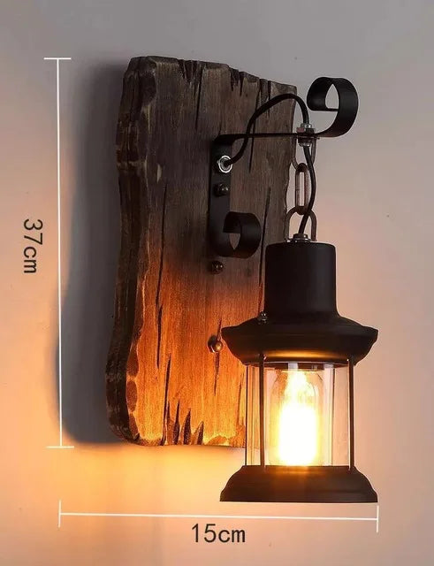 Retro Wooden Wall Lamp for Living Room Wood LED Sconces Cafe Bar Bedroom Bedside Industrial Style Home Decor Wall Light Fixtures
