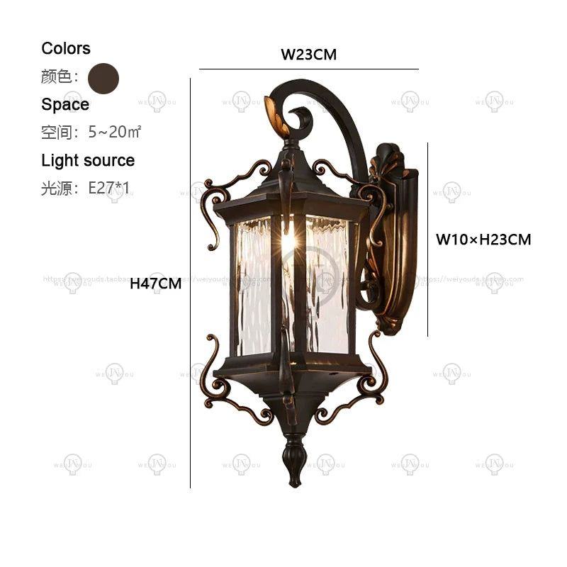 13W/20W Aluminum outdoor wall lamp waterproof IP65 European retro courtyard garden wall lamp villa LED outdoor wall lamp