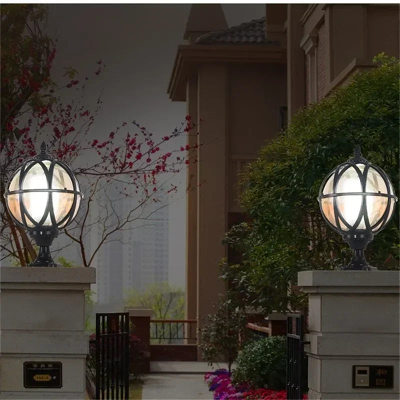 ELARA Outdoor Post light Patio Modern LED Round Waterproof Pillar Lighting For Porch Balcony Courtyard Villa