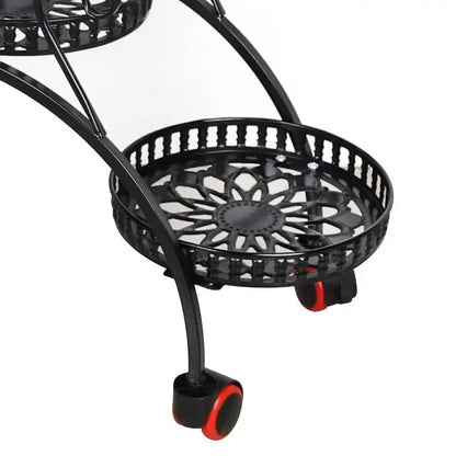 Heart Shaped 6 Pots Plant Flower Stand Metal Holder Shelf Black Storage Rack forn Living Room Indoor Garden Application