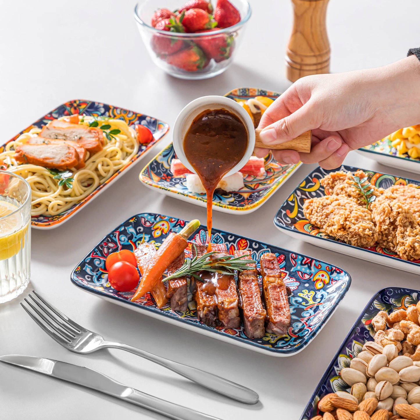 Vancasso 6 To 12 Piece Porcelain Rectangular Serving Plates Set