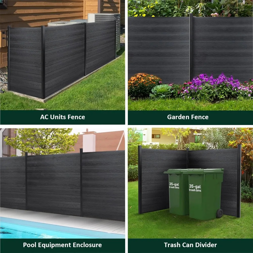 Wood Plastic Composite Privacy Fence Panel With Two Posts