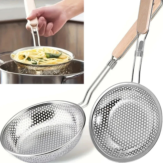 Stainless Steel Wood Colander for Frying Oil Residue