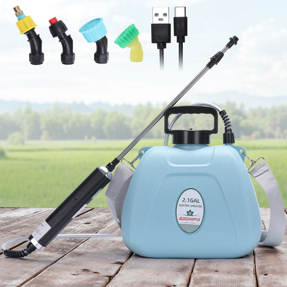 2.1 Gallon Electric Garden Sprayer with Adjustable Shoulder Strap/ Waterproof Handle/ Automatic Plant Mister/ 2000mAh Battery
