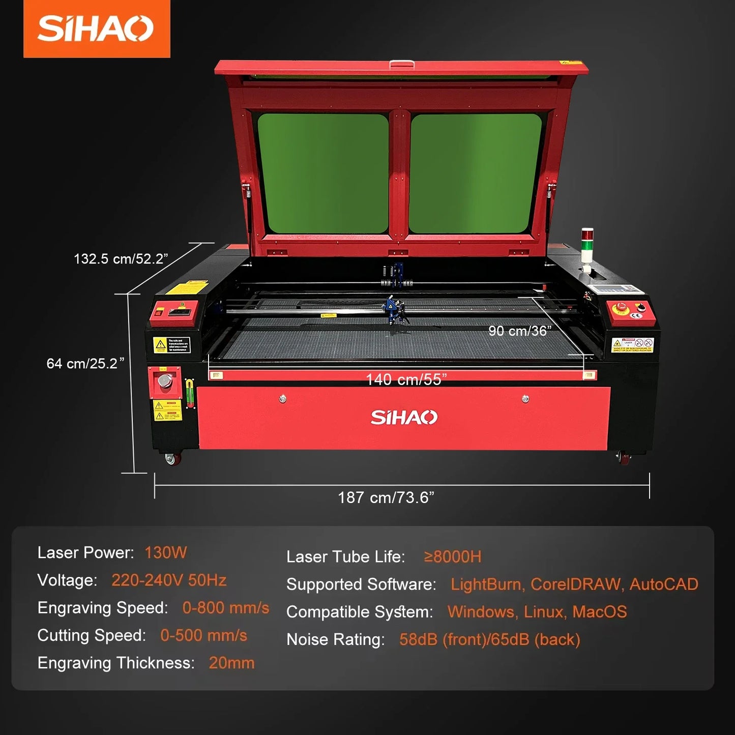 Sihao 130W Laser Engraver CO2 Engraving Machine For Fabric