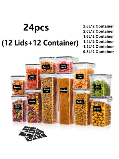 24pcs Sealed food storage containers - organizing various items