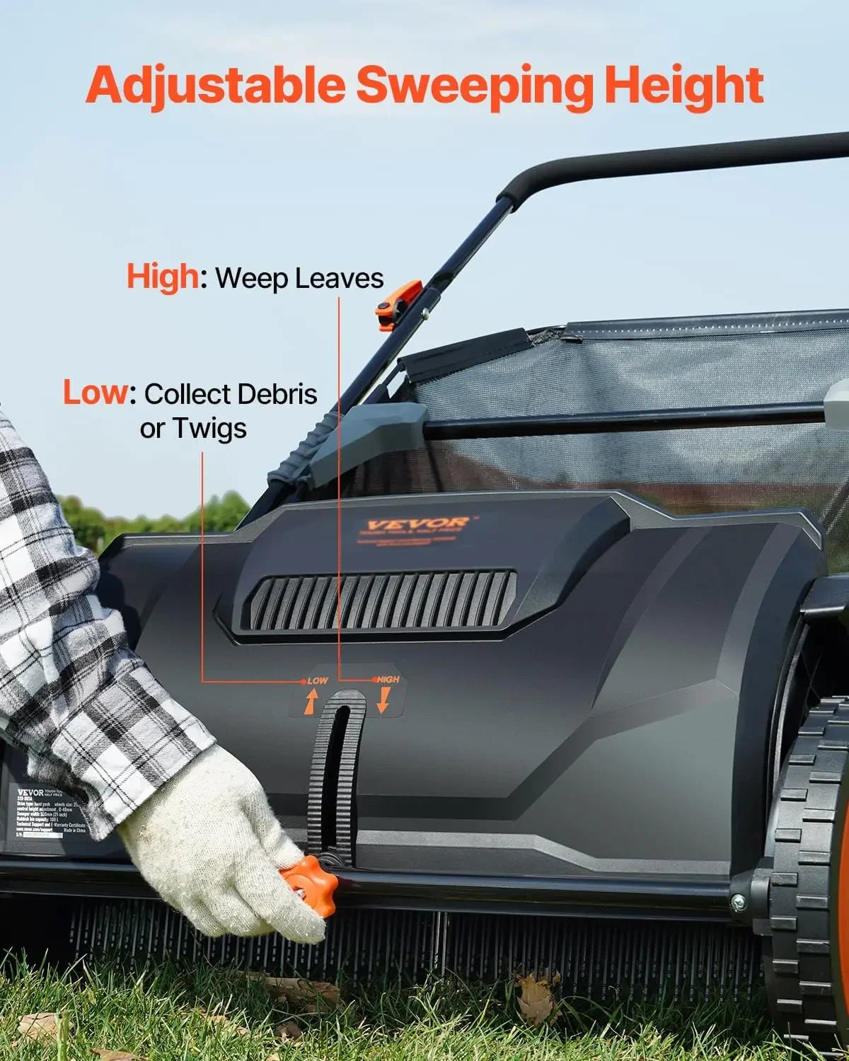 Push Lawn Sweeper Heavy Duty Thickened Steel, Durable Large Capacity