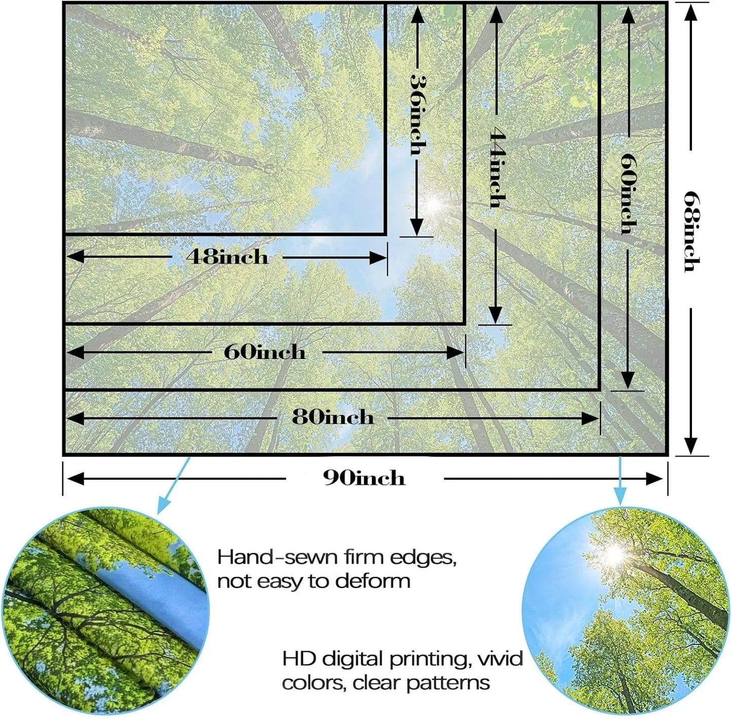 Nature Forest Tree Celling Tapestry Lush Green Treetops Sunlit Tapestry for Bedroom Aesthetic Sunlight Canopy Leaves Landscape