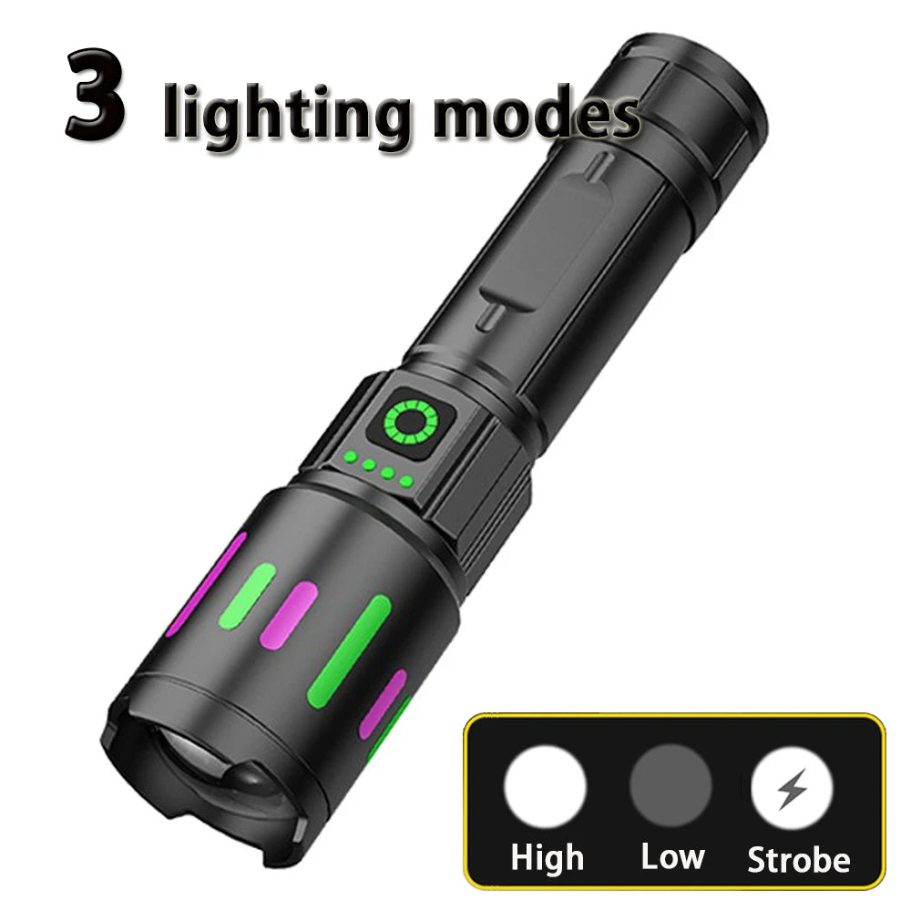 Rechargeable Zoomable Tactical LED Flashlight 1200 to 2000 Meters