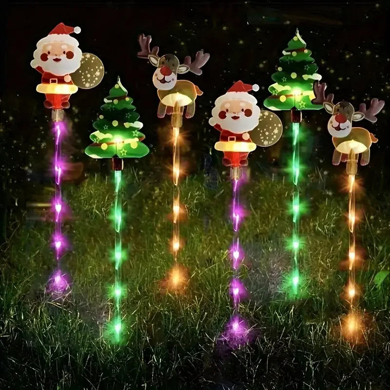 6PCS Solar Powered Christmas Stake Lights Solar Christmas Decor LED Lights Outdoor Waterproof Garden Walkway Holiday 870