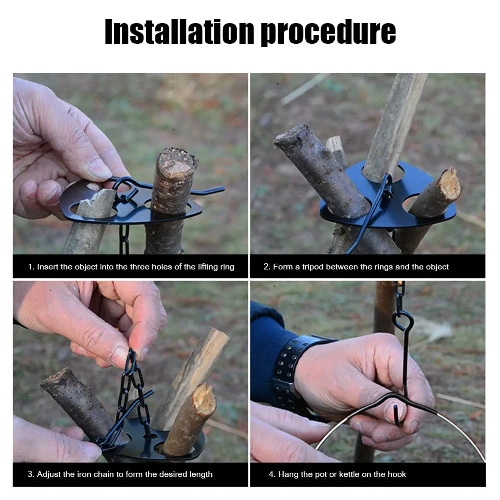 Choice Portable Camping Tripod Barbecue Rack For Campfire Cooking