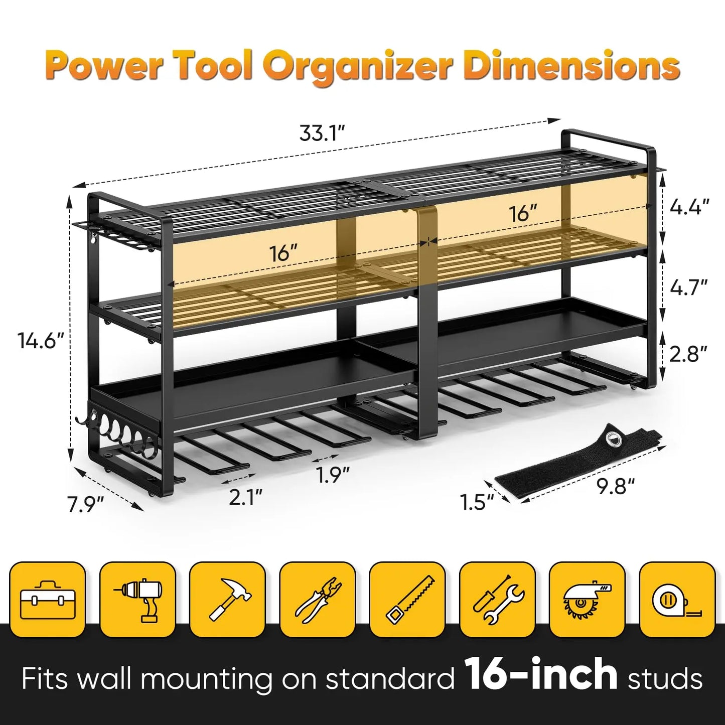 Power Tool Organizer Wall Mount Four Layer Drill Holder