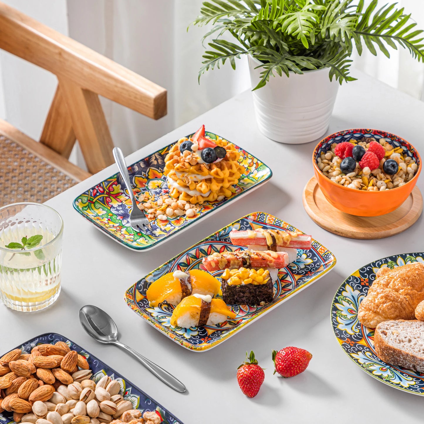 Vancasso 6 To 12 Piece Porcelain Rectangular Serving Plates Set