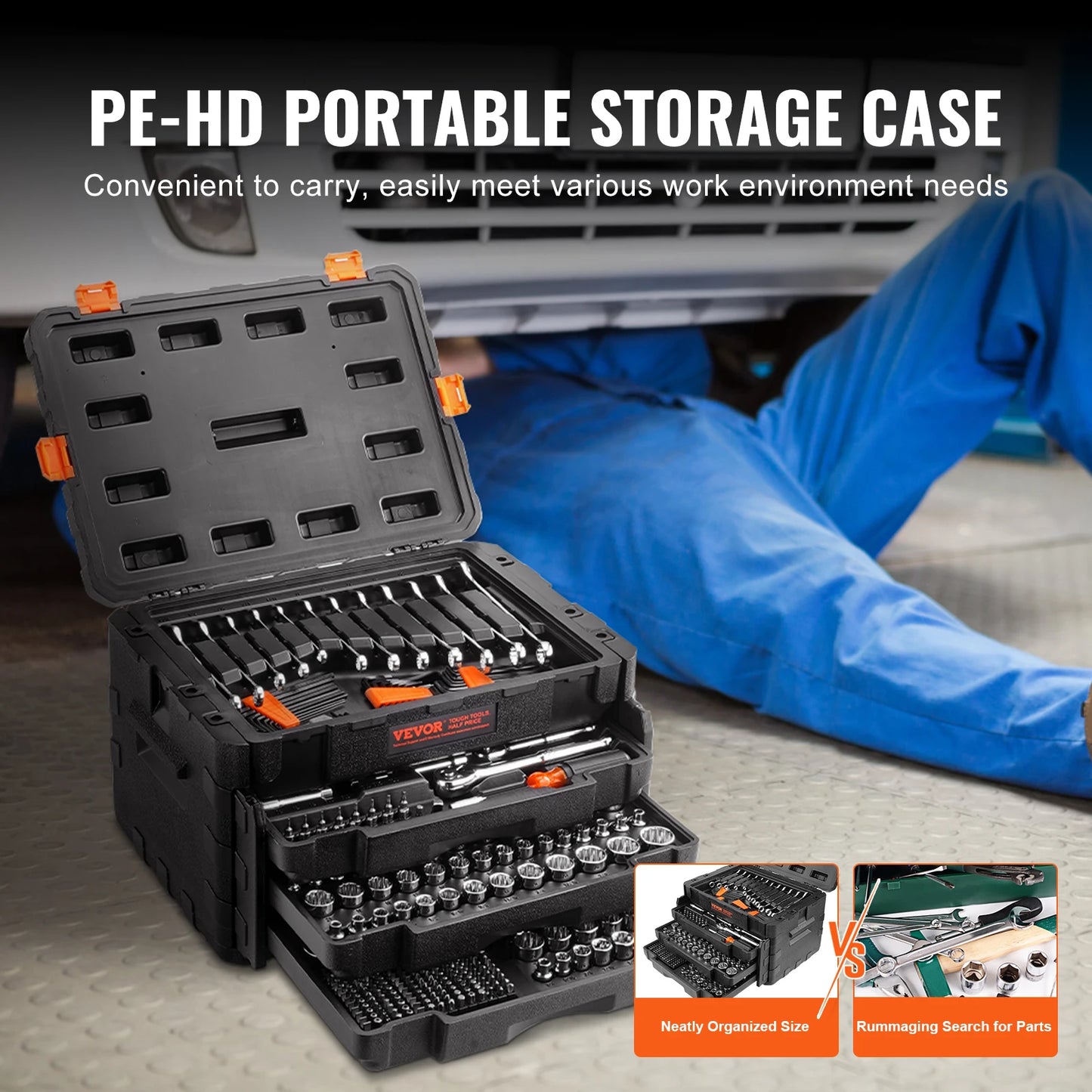 Mechanics Tool Set With 450-Piece SAE And Metric Sockets