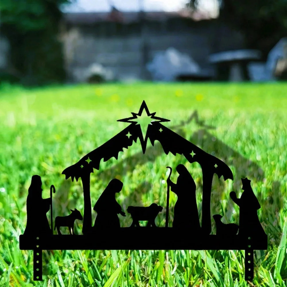 Nativity Scene Outdoor Garden Decor - Holy Night Christmas Projection Ornament, Religious Holiday Figurines & Festive Light-Up