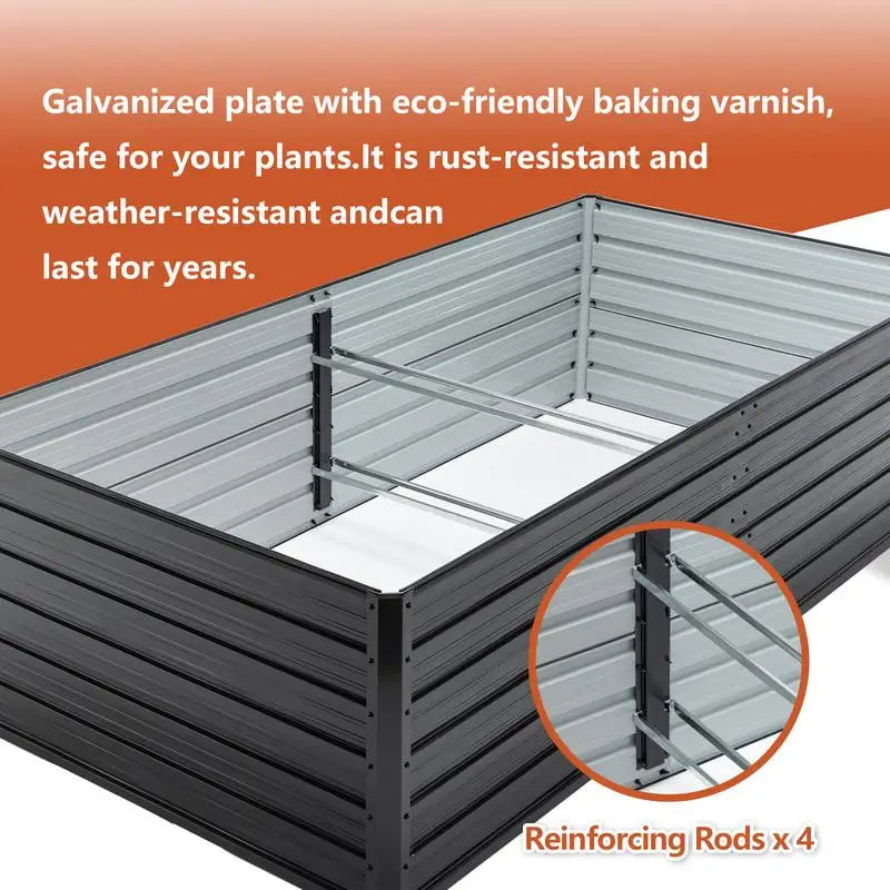 Galvanized Raised Garden Bed Kit Rectangular Metal Planter