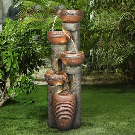 Hamiedun Outdoor Water Fountain Garden Decor Resin Art