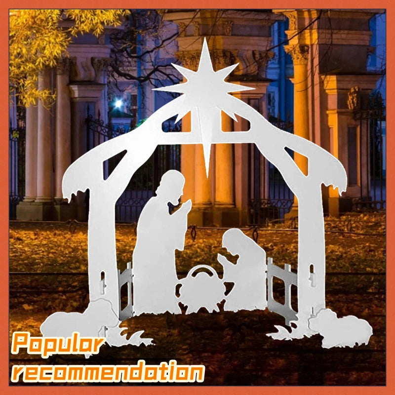 Christmas Jesus Inserting Card Plastic Board Holy Family Nativity Scene Yard Ornaments Outdoor Grass Garden Decor Supplies