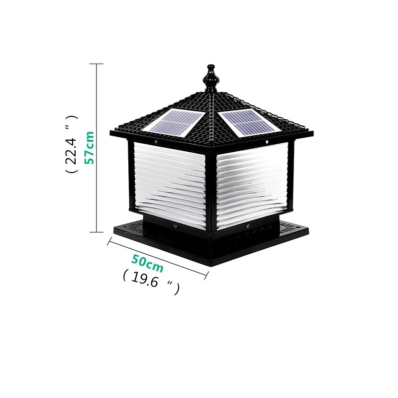 Hongcui Solar Post Lamp LED Outdoor Creative Striped Glass Simple Pillar Light Waterproof IP65 for Home Villa Courtyard